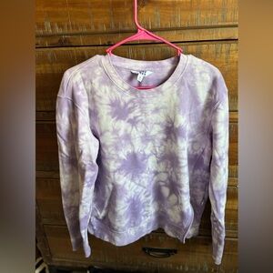 Joylab Tie-Dye Lavender & White Crewneck Sweatshirt asymmetrical zip